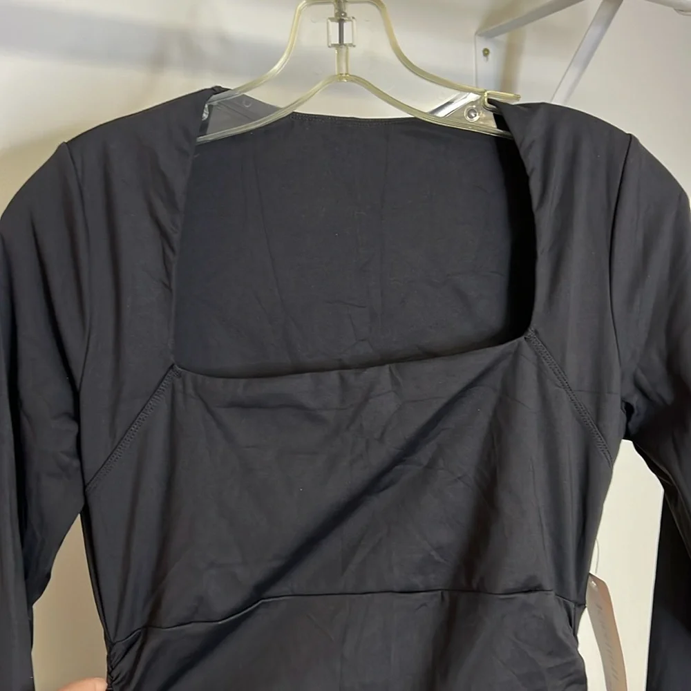 NWT Amazon Kaximil Women's Black Long Sleeve Square Neck Mini Dress-‎ M